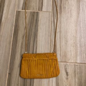 Miu miu mustard clutch with crossbody straps